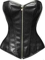 [Bslingerie] Women's Black Faux Leather Bustier Corset Corset