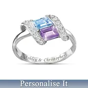 'Rhythm Of Romance' Engraved Birthstone Ring