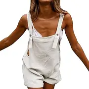 [Generic] Body on Buckle High Neck Jumpsuit Womens Summer Cotton Linen Overalls Jumpsuit Strap Rompers Dungaree Playsuits Women Winter Jumpsuits and Rompers