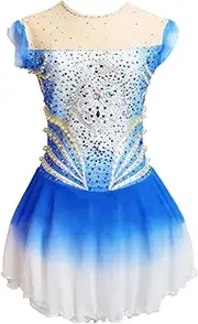 [Zagitova] Ice Figure Skating Dress for Girls Gradient Women Sleeveless Competition Dance Outfits with Shiny Rhinestone