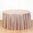 132" Blush SEQUIN ROUND TABLECLOTH Wedding Party Catering Reception Linens