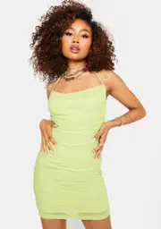 [Bailey Rose] Key Lime Ruched Mini Dress