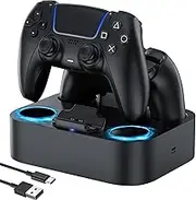 LVFAN PS5 Controller Charging Station, PS5 Controller Fast Charging Dock with Safety Chip Protection & LED Indicator, Controller Charger Station for Playstation 5 Controller (Black)