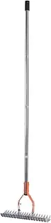 Thatch Rake, 14.7 Inch, Sturdy, Carbon Steel Stainless, Robust Lawn Dethatcher Rake with Handle for Cleanse Yard, Garden Grass (4 Sections)