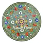 24" Green Marble Table Top Inlay Pietra Dura Floral Handmade