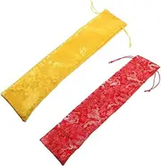 [DOITOOL] 2pcs Silk Brocade Hand Fan Storage Bags with Elegant Tassel Durable Thickened Design for Ancient Chinese Paintings and for Weddings and Calligraphy Long