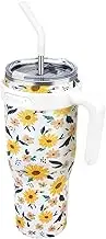 Zenbo 50oz Stainless Steel Tumbler with Handle & Straw Lid | Keeps Drinks Cold 34 Hours, Fits Car Cup Holder, BPA Free