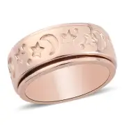 Moon Star Spinner Ring 14K RG Plated Copper Size 8