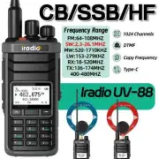 For Iradio UV-88 Walkie Talkie Shortwave Radio Multi Band HF CB AM 1024 Channels