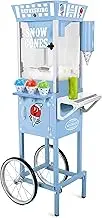 Nostalgia Snow Cone Cart, 54-Inch, Makes 72 ICY Treats, Vintage Snow Machine Includes Metal Scoop, 2 Syrup Bottles, 100 Paper Cups/Spoons, Storage Compartment, Wheels for Easy Mobility, Blue