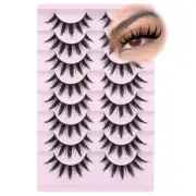 Manga Lashes 8 Pairs 15mm Wispy Spiky Anime False Eyelashes Natural Black