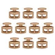 10pcs Plastic Cord Lock Double Hole Spring Cord Toggle Stopper Slider End, Khaki