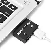 Black/White Portable Male to 2 Port USB Twin Charger USB2.0 Hub Adapter, USB Hub, for Mobile Device with USB Port(Black)