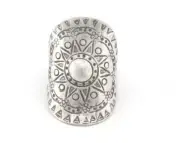 Sun Ring Textured Adjustable Ring Antique Silver Plated Brass 10US size 2813
