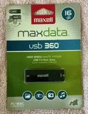 Maxell 16GB High Speed USB 2.0 Flash Drive USB 360 Series 503206 NEW