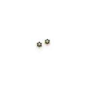14k Yellow Gold u0026 Rhodium Round Sapphire u0026 Real Diamond Post Earrings