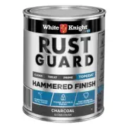 White Knight RUST GUARD Metal Topcoat Hammered Finish Paint CHARCOAL, 1L or 4L