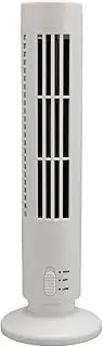 Bladeless Tower Fan, Quiet Portable Desk Fan with 2 Speeds, USB Powered for Home Bedroom Office (White)