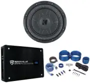 Kicker 52CVT104 CVT10 COMPVT 10" 750w Subwoofer+Amplifier+Amp Wire Kit CVT104