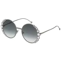 在飛比找momo購物網優惠-【FENDI 芬迪】圓框 水鑽 太陽眼鏡(銀色)