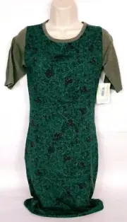 Lularoe Womens Julia 1/2 Sleeve Bodycon Dress Size XS Paisley Green Red