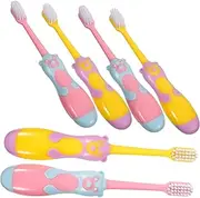 BEBEMOKO 6pcs Kids Toothbrushes Mini Toothbrush Head Cartoon Brush Random Color