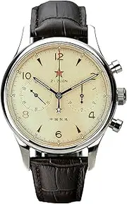 [Sugess] Gold SWAN Neck SEA-Gull 1962 (New Seagull 1963) 40MM Luminous Sapphire Crystal Genuine Leather ST1901 Men's Pilot Chronograph Watch SU1962R40X, Brown, 40mm, Vintage