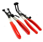 2 Pc Hose Clamp Pliers Tool Set Angle Swivel Jaw Locking Flat Band Coolant Clip