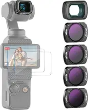 NEEWER ND/PL Filter Set (4 Pack) & 0.75X Wide Angle Lens Compatible with DJI Osmo Pocket 3 Creator Combo Accessories, ND8/PL ND16/PL ND32/PL ND64/PL Polarized ND CPL with Screen Protectors, FL-B07