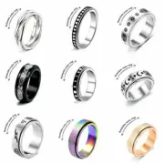 Anti-anxiety Spinner Fidget Rotating Ring Titanium Steel Ring Men Women Gifts AU