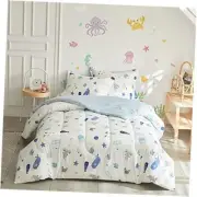 3pcs Premium Cotton Comforter Set for Kids Boys n Queen (88"x88") Ocean White