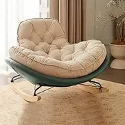 VERYMUSH Living Room Rocking Chairs Upholstered Glider Rocker Glider Chair Oversized Cushion Padded Seat for Living Room Bedroom(Green)