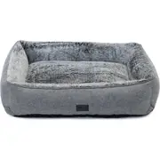 Superior Pet Goods Dog Bed 87cm Lounger Artic Faux Fur Sleep Cushion Small Grey