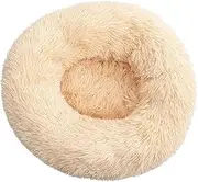 Plush Dog mat Calm Bed pet Kennel Super Soft and Fluffy Comfortable Large cat and Dog House Bed 30 cm Beige