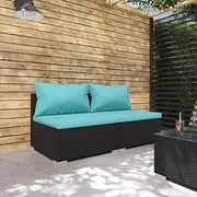 2 Piece Garden Lounge Set with Cushions Poly Rattan Black Patio Bar Sets