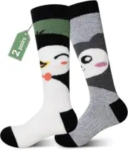 2 Pairs Kids Ski Socks Merino Wool Thermal Winter Warm Snow Socks (4-7Y)