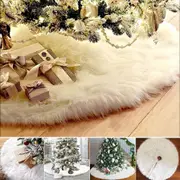 White Christmas Tree Skirt Base Faux Fur Xmas Floor Mat Ornaments Decoration Pad