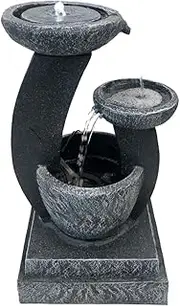 3 Tier Bowls Solar Water Feature Water Fountain in Grey