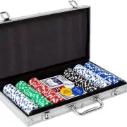 300PCS Poker Set with Aluminum Case Casino Poker Chips for Texas Home Game Ni...