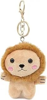 [Zitokin] Lion Plush Keychain Bag Charms, 4" Inch Cute Leo Purse Charms for Handbag Backpack Gift for Women, Brown