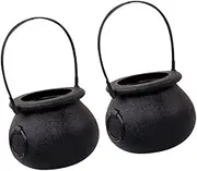 GETAJGHSD 2pcs Halloween Candy Jar Candy Jars Decoration Halloween Small Cauldron for Decorating Cauldron Basket Mini Trick or Treat Bucket Party Witch Bucket Trick Treat Black Plastic