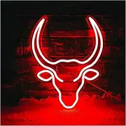 Sign Lamp Bull Skull Neon Sign USB Powered Dimmable Neon Lights for Bedroom Man Cave Bar Party Wall Decoration 28cm×35cm