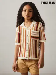 Reiss Multi Candy Cotton Striped Crochet Shirt (AR6535) | $80