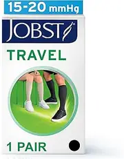 Jobst Unisex Travel Knee High 15-20 mmhg Compression Socks, Size 2, Black