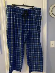 NEW! Croft&Barrow Blue/Black Plaid Fleece Sleep/Lounge Pajama Pants Men’s 4XB