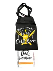 BBQ Apron + Towel for DAD Father - If you're reading this bring me a Cold BEER!