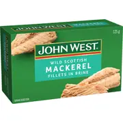 John West Wild Scottish Mackerel Fillets In Brine 125g