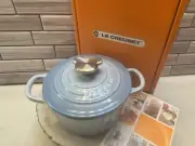 Le Creuset❤️ Traditional Cocotte Round 14cm with Bear Knob Coastal Blue NIB