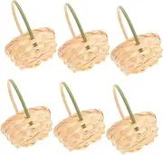 6 Pcs Mini Woven Baskets with Handles Tiny Storage for Candy Eggs Flowers Wedding Favors Crafts Dollhouse Decor Durable Rattan Design Easy to Transport
