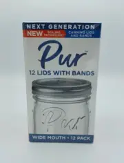 Pur Mason jar Lids with Bands, Canning Jar Lids and Bands Set - Wide Mouth. NEW